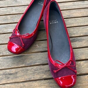 NWT Stuart Weitzman Purple Suede Red Patent Leather Size 7.5 Pumps